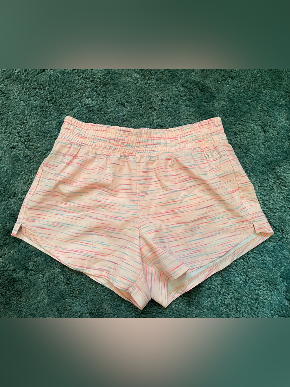 Girls Pink Striped Pattern Gym Shorts